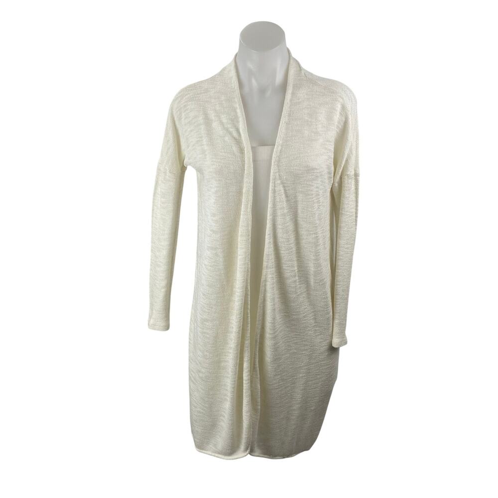 Vila Viril Women's White Basic Knitted Long Sleeve Duster Cardigan Sweater Top L